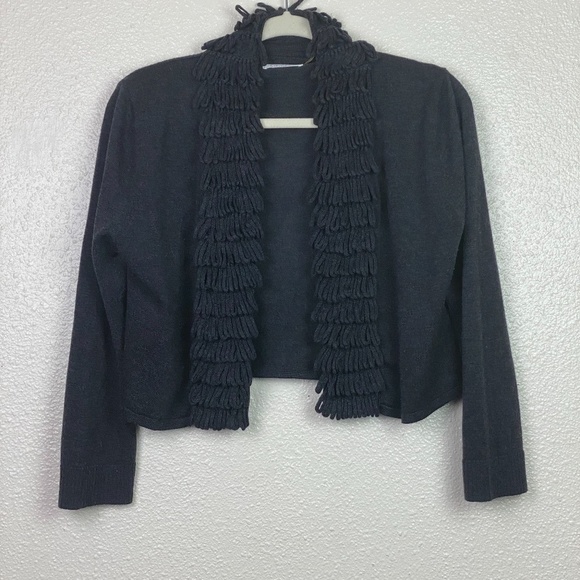 CALVIN KLEIN Cha Fringe Cropped Cardigan - Picture 1 of 6